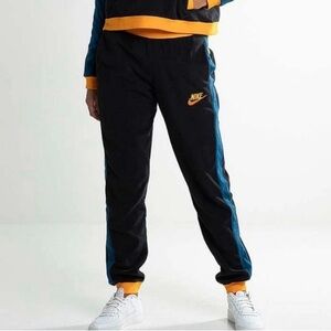 Nike Women’s Black Joggers with Blue and Orange Accents. Size Small